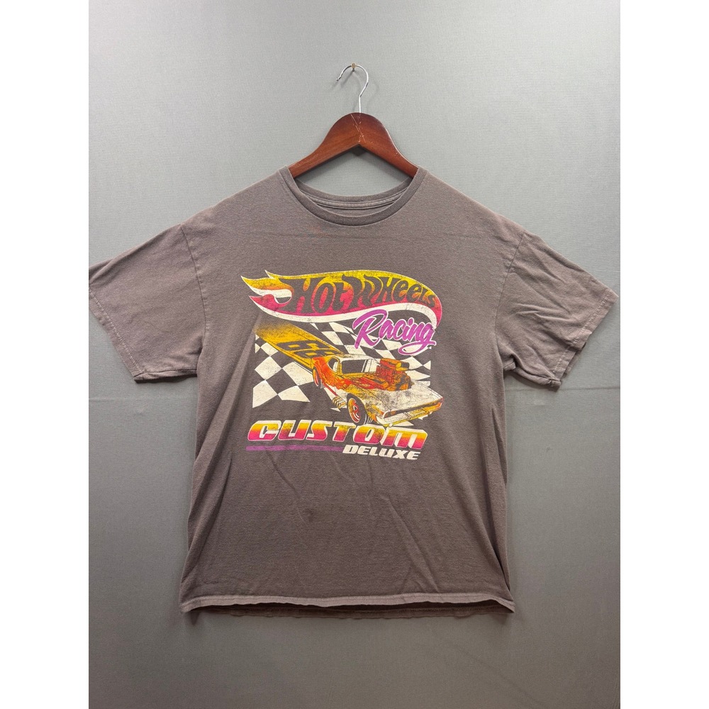 Hot Wheels Racing T-Shirt Mens Charcoal Grey Custom Deluxe Graphic Large